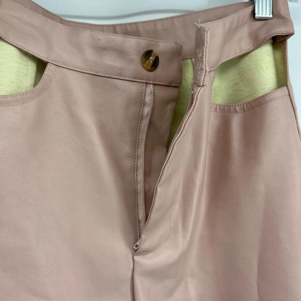 Bailey Rose Small Miley Vegan‎ Leather Blush Pink High-Waisted Pants
